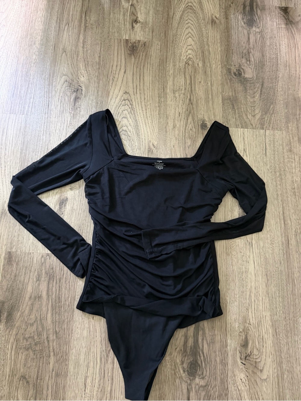 Long-Sleeve Black Square Neck Bodysuit